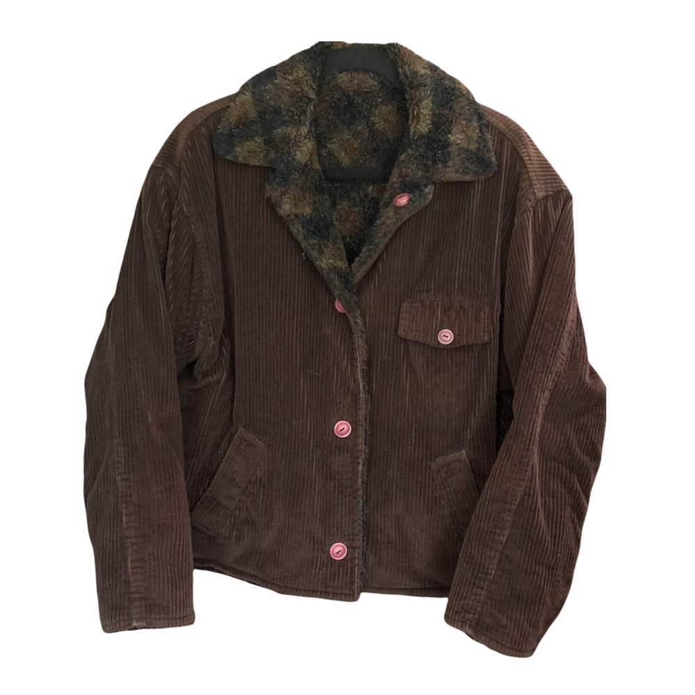 Vintage Y2K early 2000s sherpa lined corduroy coat